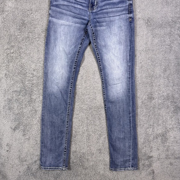 BKE Alec Jeans Mens 28x34 Whisker Straight Light Wash Denim Low Rise Cowboy - Picture 3 of 14